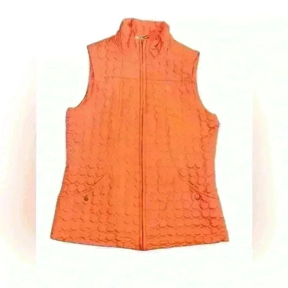 KATE PARK Full Zip Lightweight Terra Cotta QUILTED VEST Pockets Size Small - Picture 2 of 5